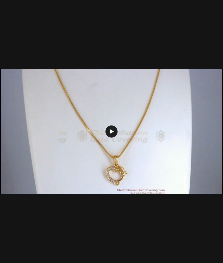 Cute Dolphin Gold Imitation Pendant With Thin Chain SMDR837